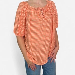 St. John's Bay Coral Checkered Blouse